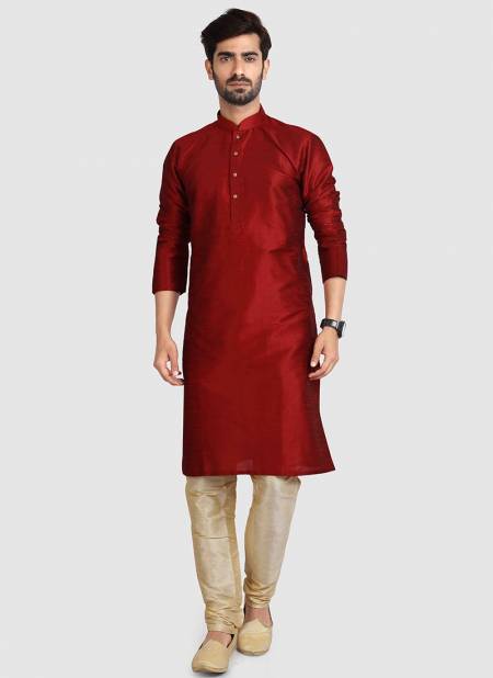 Maroon Colour Party Wear Mens Silk Kurta Pajama Collection 1281